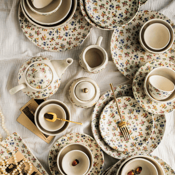 Eden's Bloom Floral Ceramic Dinner Set